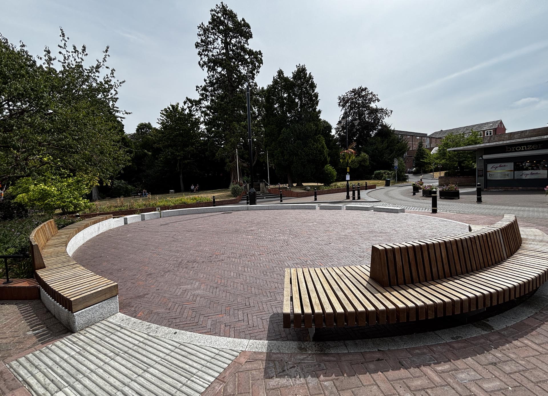 brown brindle tenger pavers at Westbury Rotunda